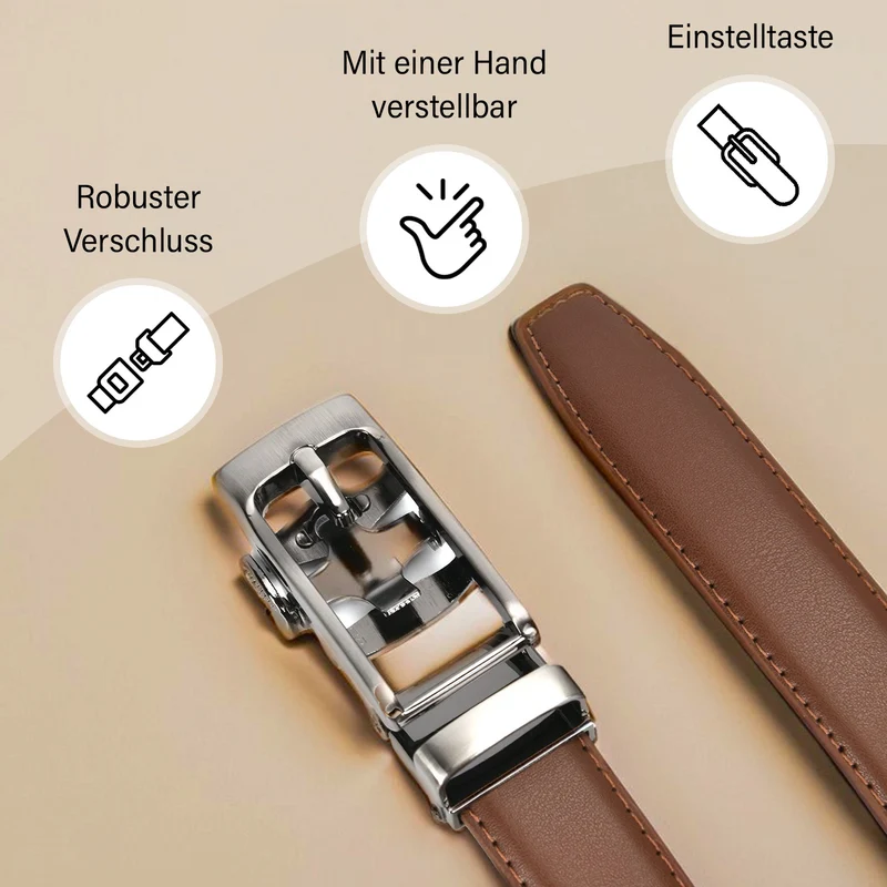Automatik-Schnallen Ledergürtel - Klassisch Unisex, Rot