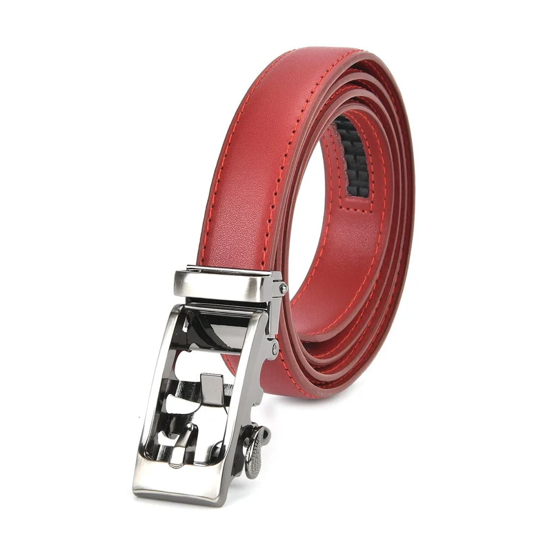 Automatik-Schnallen Ledergürtel - Klassisch Unisex, Rot