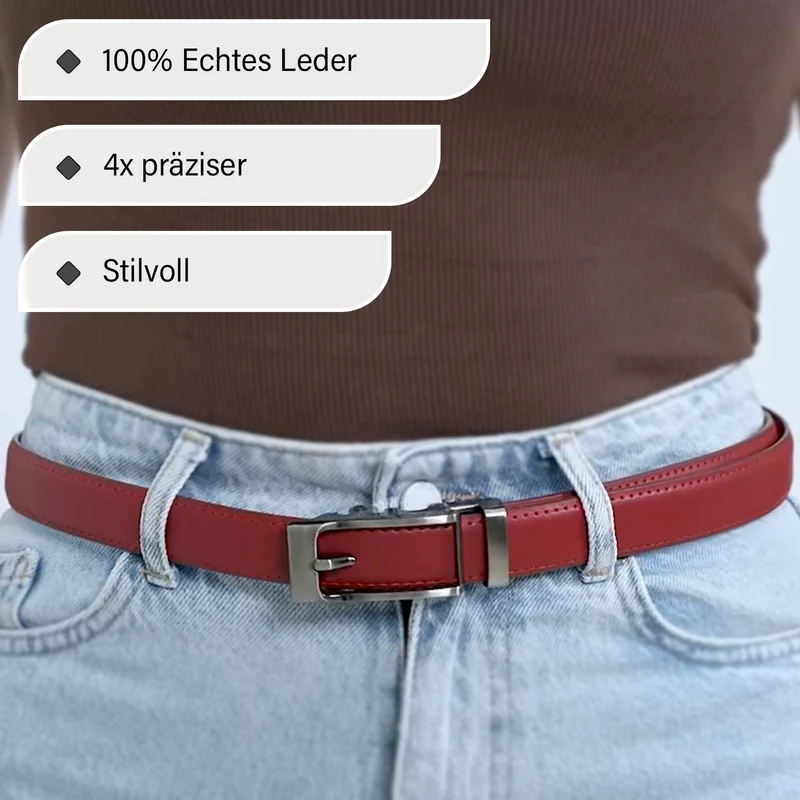 Automatik-Schnallen Ledergürtel - Klassisch Unisex, Rot