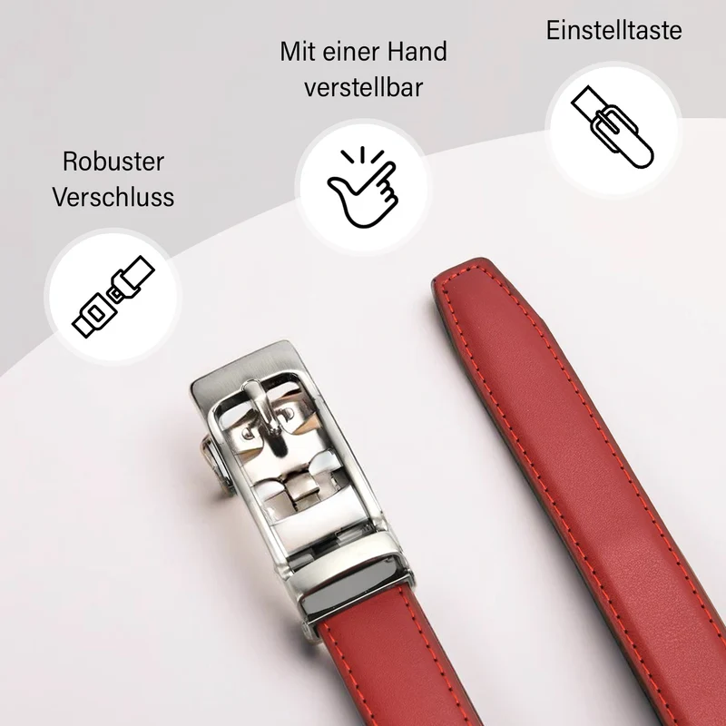 Automatik-Schnallen Ledergürtel - Klassisch Unisex, Rot
