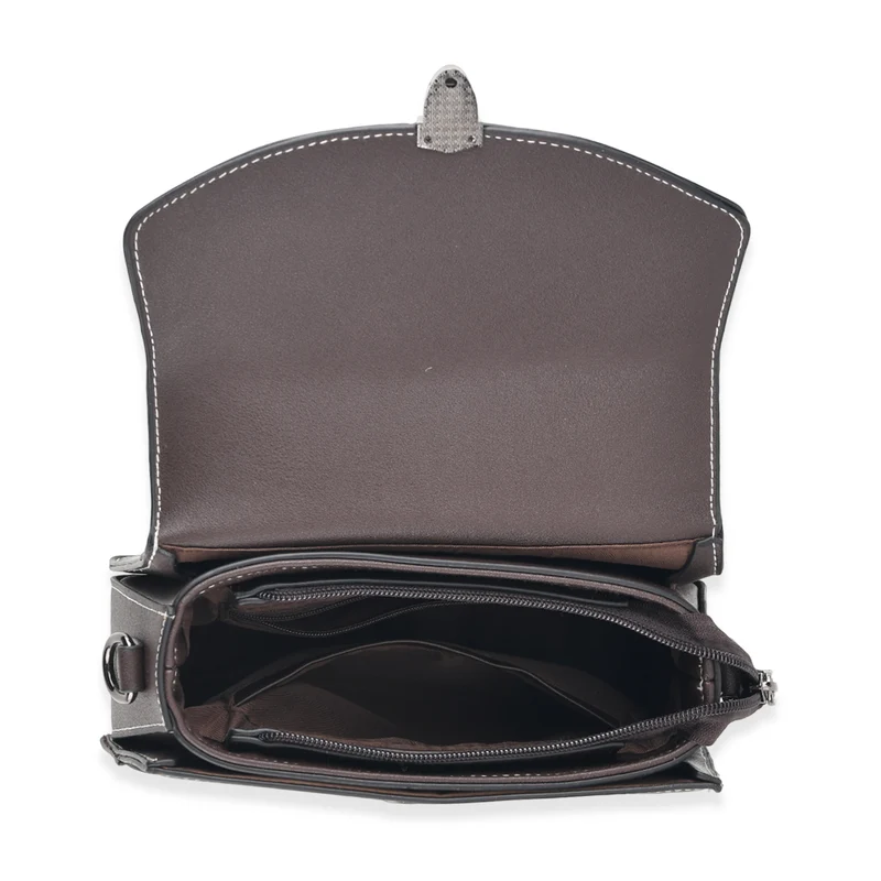 Kompakte Crossbody-Tasche mit floraler Stickerei, 23 x 9 x 17 cm, Lila
