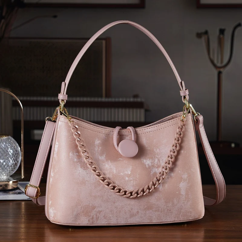 Crossbody Taschen Set 2 teilig mit Reißverschlussfach und Innenfach 30 x 12 x 20 cm, Rosa