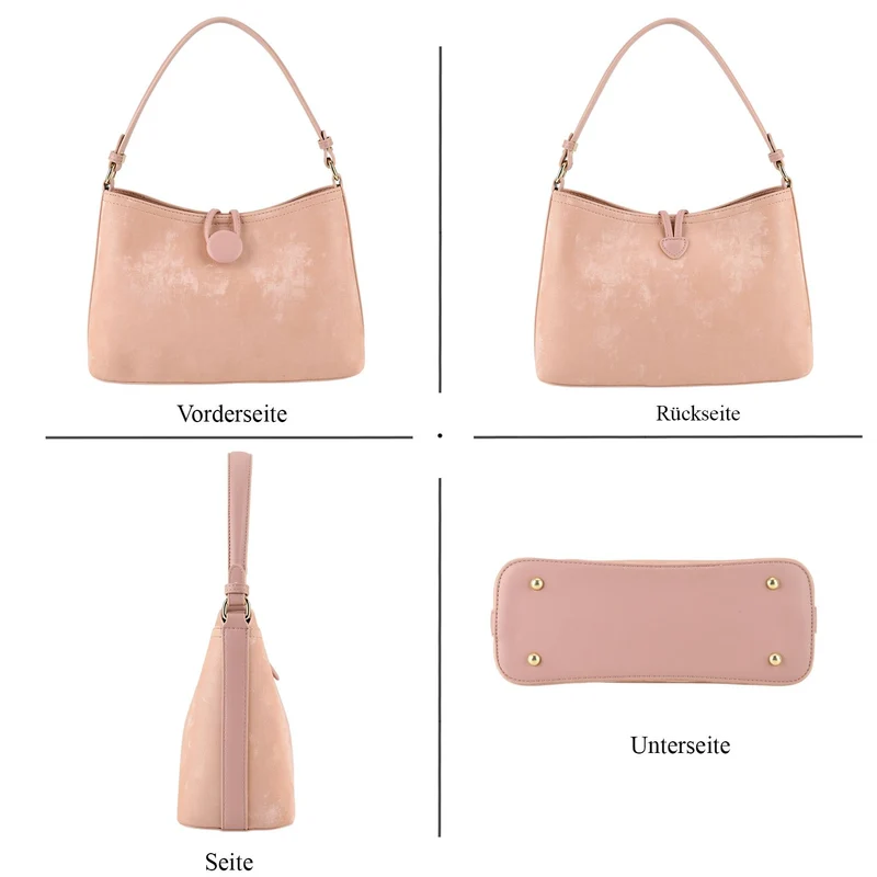 Crossbody Taschen Set 2 teilig mit Reißverschlussfach und Innenfach 30 x 12 x 20 cm, Rosa