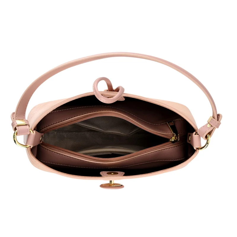 Crossbody Taschen Set 2 teilig mit Reißverschlussfach und Innenfach 30 x 12 x 20 cm, Rosa
