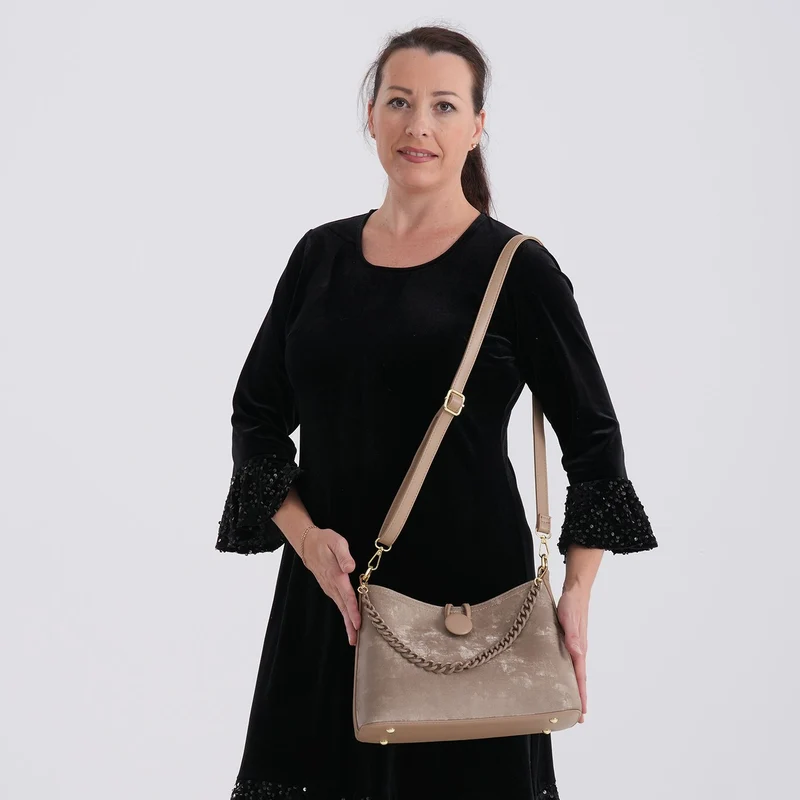 Crossbody Taschen Set 2 teilig mit Reißverschlussfach und Innenfach 30 x 12 x 20 cm, Rosa