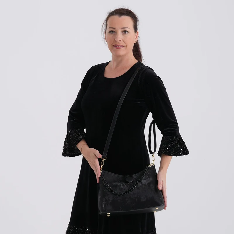 Crossbody Taschen Set 2 teilig mit Reißverschlussfach und Innenfach 30 x 12 x 20 cm, Rosa
