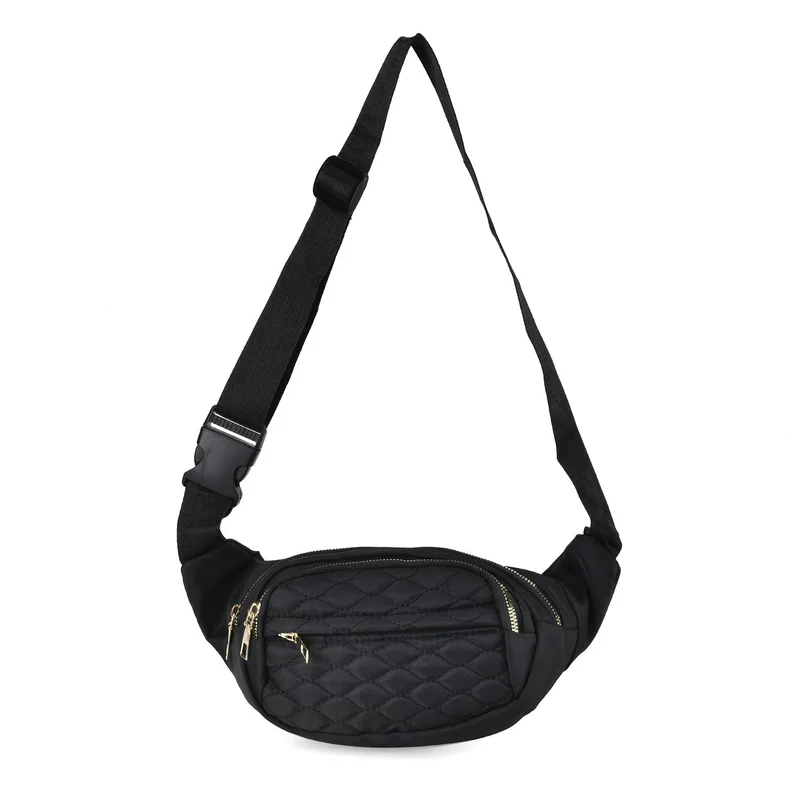 Multifunktionale RFID-geschützte Nylon Gürteltasche mit Schnellverschluss, 36x4x13cm, Rosa