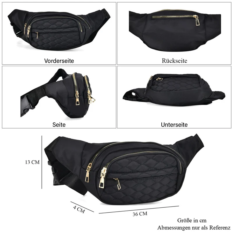 Multifunktionale RFID-geschützte Nylon Gürteltasche mit Schnellverschluss, 36x4x13cm, Rosa