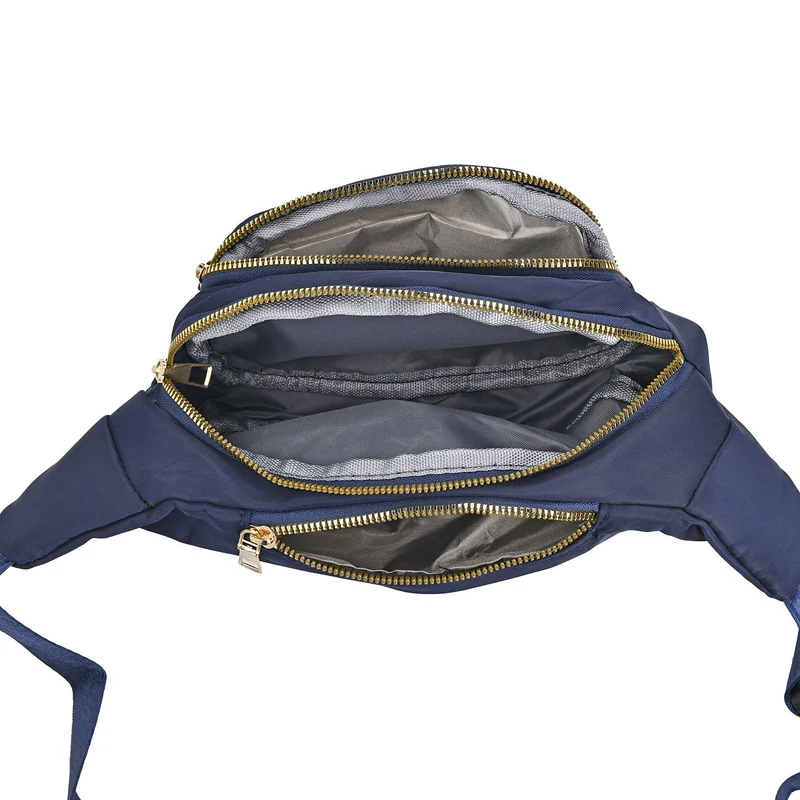 Multifunktionale RFID-geschützte Nylon Gürteltasche mit Schnellverschluss, 36x4x13cm, Rosa