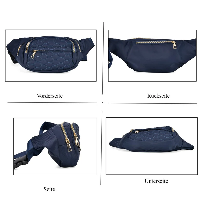 Multifunktionale RFID-geschützte Nylon Gürteltasche mit Schnellverschluss, 36x4x13cm, Rosa