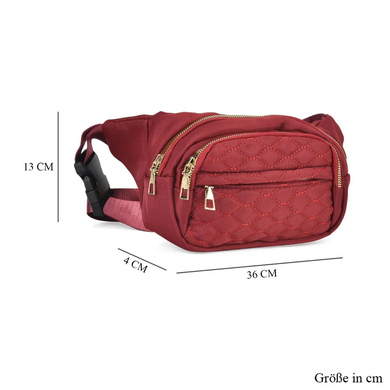Multifunktionale RFID-geschützte Nylon Gürteltasche mit Schnellverschluss, 36x4x13cm, Rosa