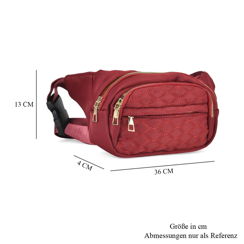 Multifunktionale RFID-geschützte Nylon Gürteltasche mit Schnellverschluss, 36x4x13cm, Rosa