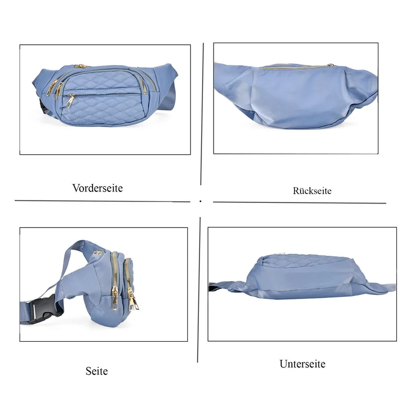 Multifunktionale RFID-geschützte Nylon Gürteltasche mit Schnellverschluss, 36x4x13cm, Rosa
