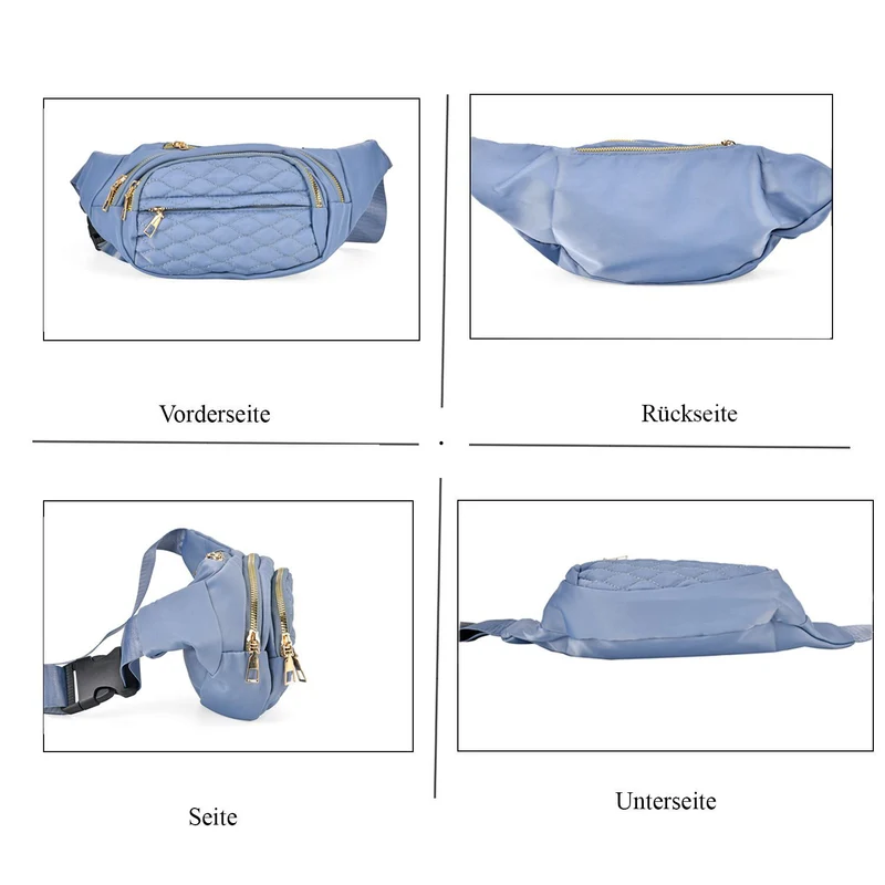Multifunktionale RFID-geschützte Nylon Gürteltasche mit Schnellverschluss, 36x4x13cm, Rosa