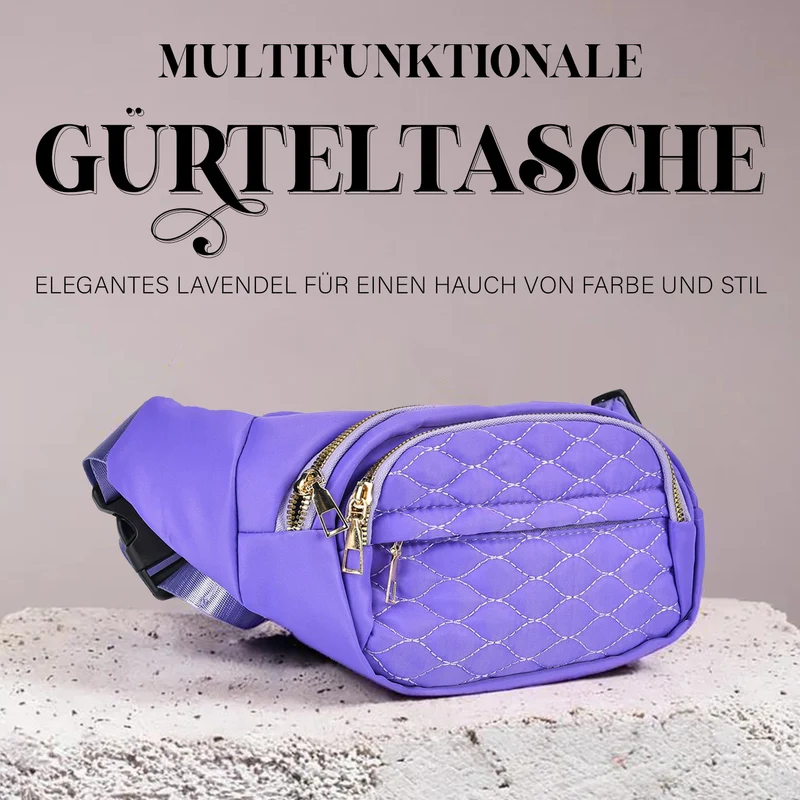 Multifunktionale RFID-geschützte Nylon Gürteltasche mit Schnellverschluss, 36x4x13cm, Rosa