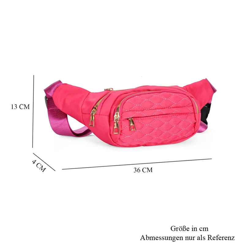 Multifunktionale RFID-geschützte Nylon Gürteltasche mit Schnellverschluss, 36x4x13cm, Rosa