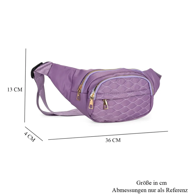 Multifunktionale RFID-geschützte Nylon Gürteltasche mit Schnellverschluss, 36x4x13cm, Rosa