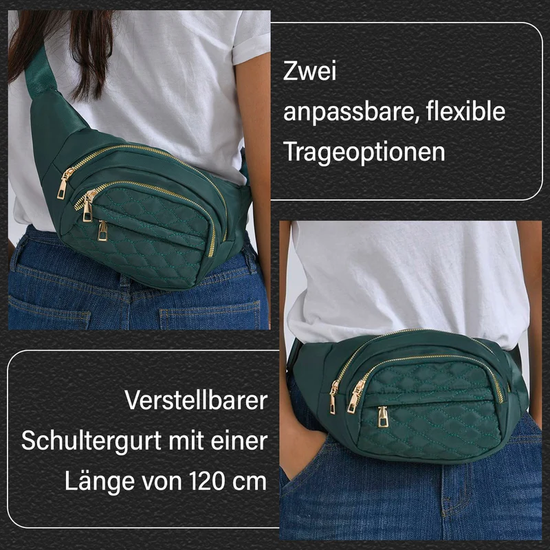 Multifunktionale RFID-geschützte Nylon Gürteltasche mit Schnellverschluss, 36x4x13cm, Rosa