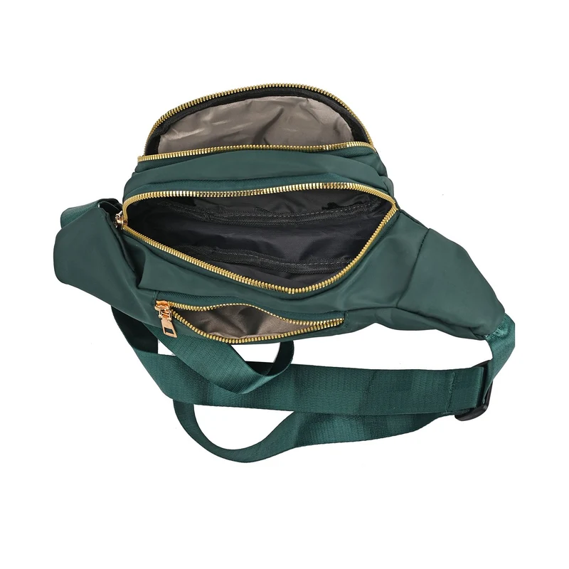 Multifunktionale RFID-geschützte Nylon Gürteltasche mit Schnellverschluss, 36x4x13cm, Rosa