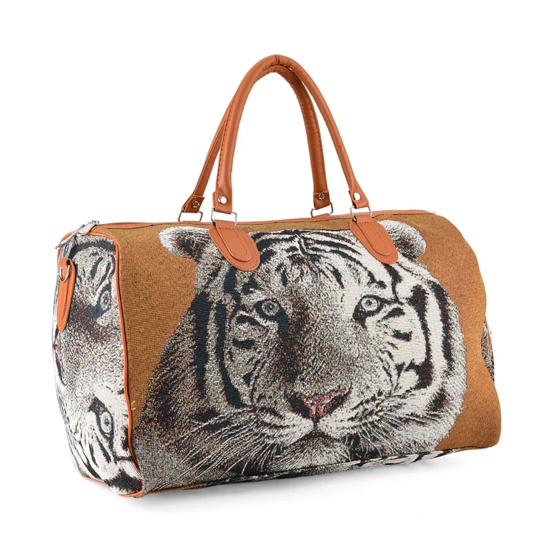 Elefantenmuster Reisetasche, geräumiges Design mit Reißverschlussfach, verstellbarer Schultergurt 120 cm, 45 x 23 x 27 cm