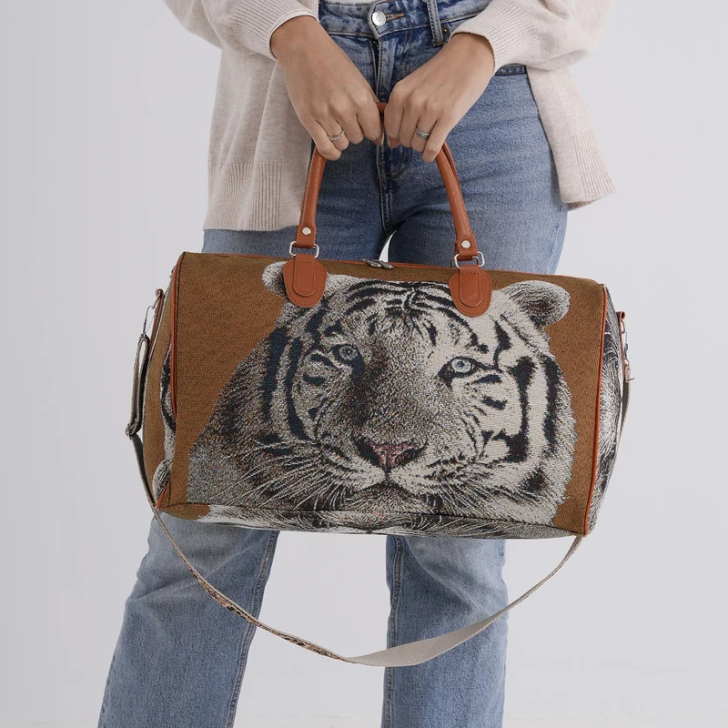 Elefantenmuster Reisetasche, geräumiges Design mit Reißverschlussfach, verstellbarer Schultergurt 120 cm, 45 x 23 x 27 cm