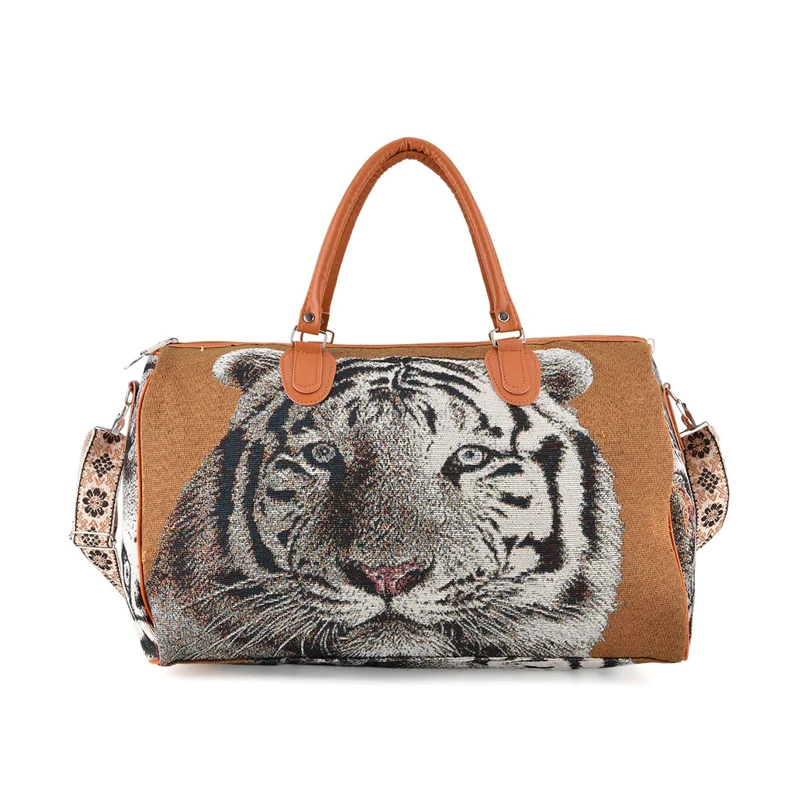 Elefantenmuster Reisetasche, geräumiges Design mit Reißverschlussfach, verstellbarer Schultergurt 120 cm, 45 x 23 x 27 cm