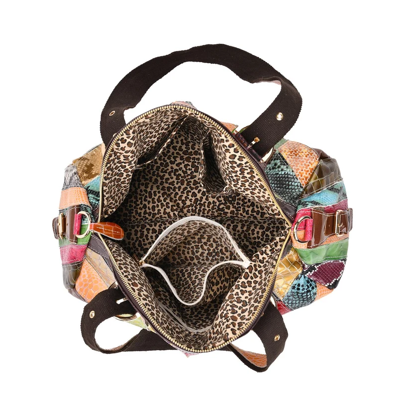 Chaos by Elsie - Umhängetasche aus Echtleder mit Mini-Taschenlampe, 3D-Würfelmuster, RFID-Schutz, ca. 38x17x32 cm