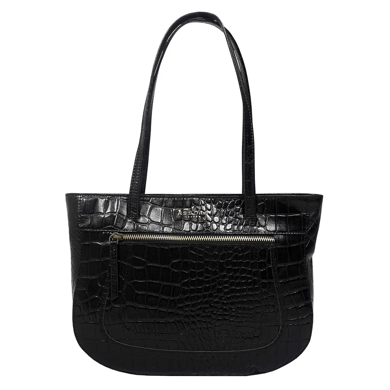 Assots London Julia, krokogeprägt echtes Leder Tote Tashe - Größe: 35x24x6cm, senf