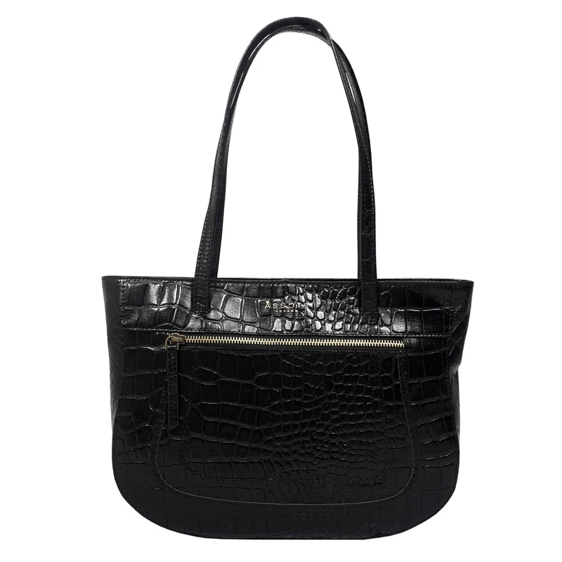 Assots London Julia, krokogeprägt echtes Leder Tote Tashe - Größe: 35x24x6cm, senf