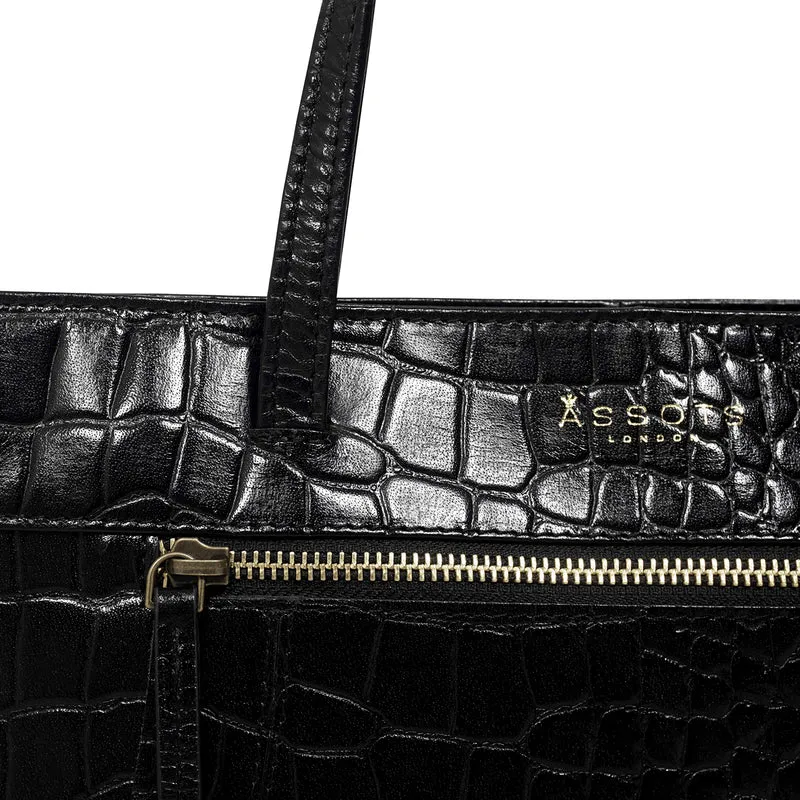 Assots London Julia, krokogeprägt echtes Leder Tote Tashe - Größe: 35x24x6cm, senf