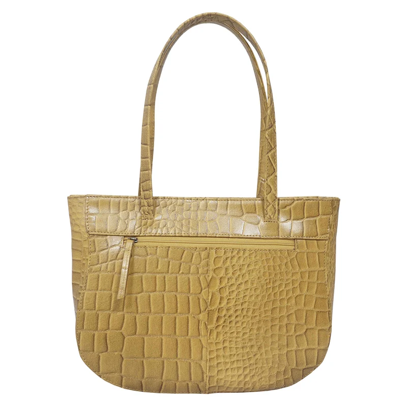 Assots London Julia, krokogeprägt echtes Leder Tote Tashe - Größe: 35x24x6cm, senf
