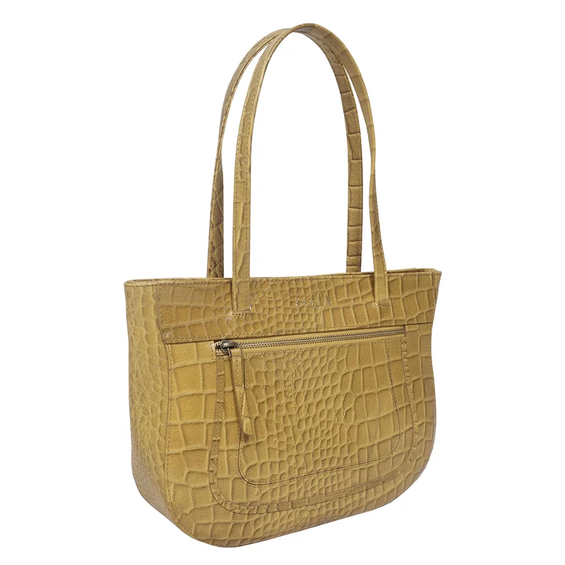 Assots London Julia, krokogeprägt echtes Leder Tote Tashe - Größe: 35x24x6cm, senf