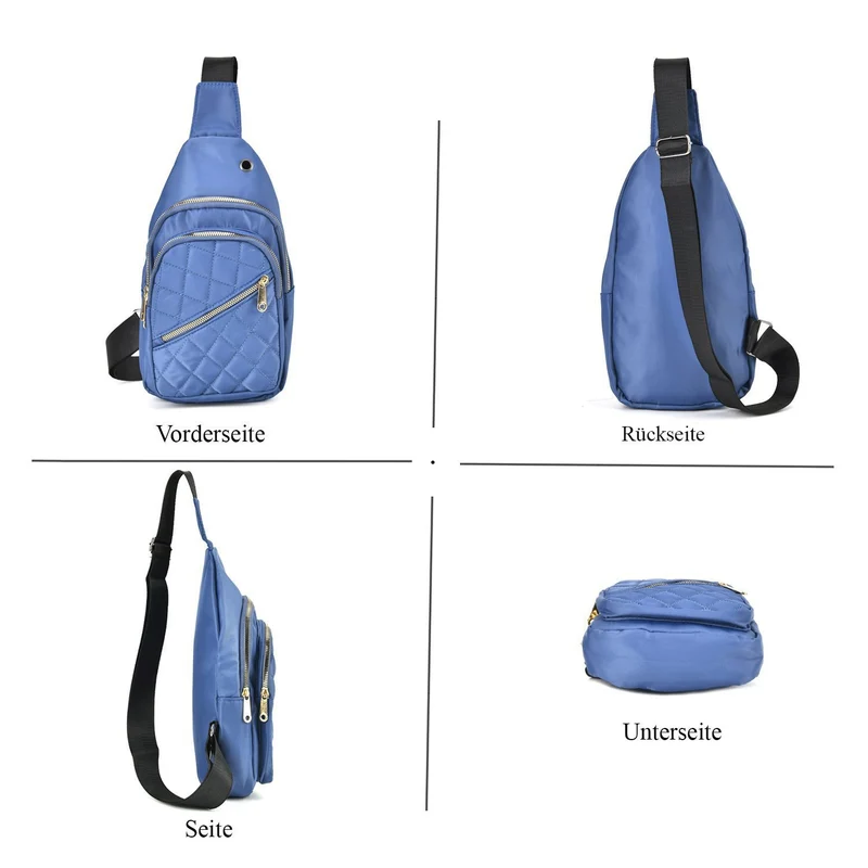 Stepp-Slingtasche mit RFID-Schutz und Kopfhöreröffnung, Größe: 17x7,5x30cm, Schwarz