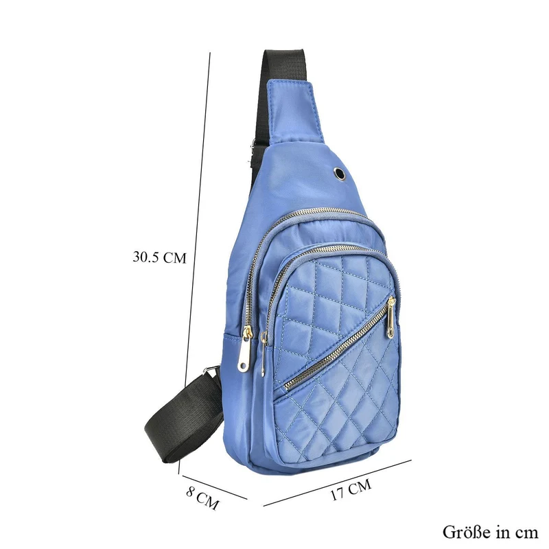 Stepp-Slingtasche mit RFID-Schutz und Kopfhöreröffnung, Größe: 17x7,5x30cm, Schwarz