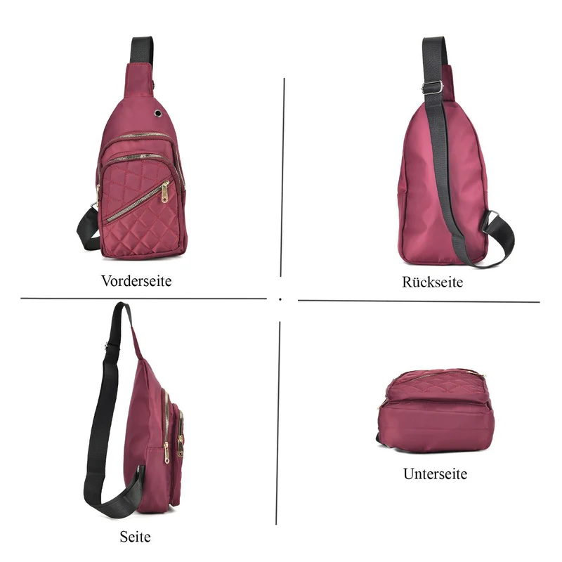 Stepp-Slingtasche mit RFID-Schutz und Kopfhöreröffnung, Größe: 17x7,5x30cm, Schwarz