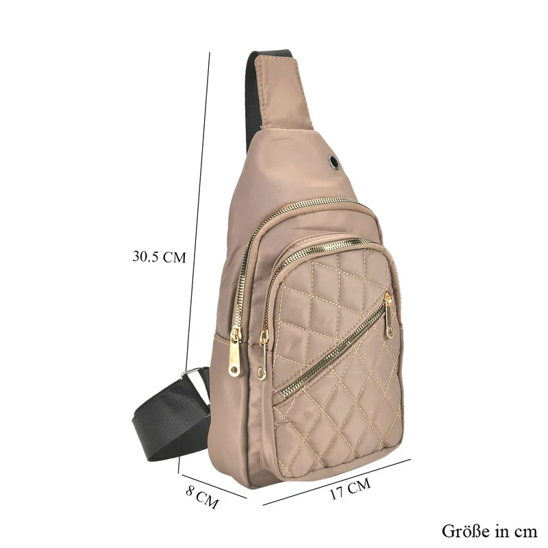 Stepp-Slingtasche mit RFID-Schutz und Kopfhöreröffnung, Größe: 17x7,5x30cm, Schwarz