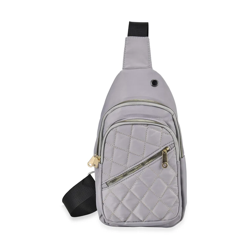 Stepp-Slingtasche mit RFID-Schutz und Kopfhöreröffnung, Größe: 17x7,5x30cm, Schwarz