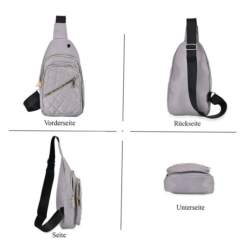 Stepp-Slingtasche mit RFID-Schutz und Kopfhöreröffnung, Größe: 17x7,5x30cm, Schwarz