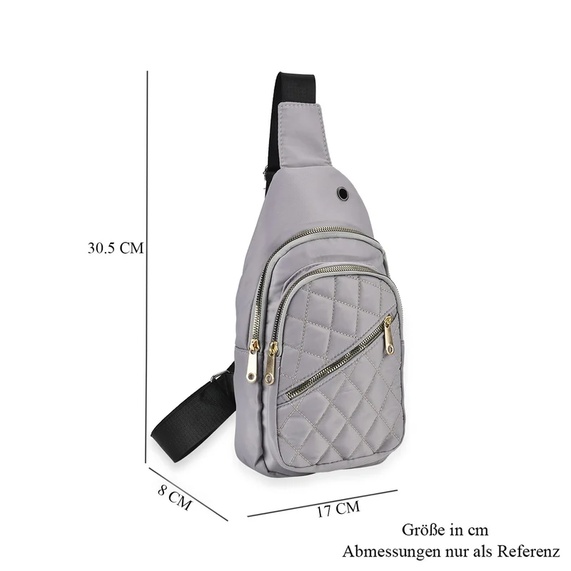 Stepp-Slingtasche mit RFID-Schutz und Kopfhöreröffnung, Größe: 17x7,5x30cm, Schwarz