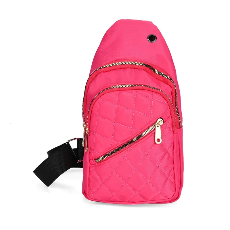 Stepp-Slingtasche mit RFID-Schutz und Kopfhöreröffnung, Größe: 17x7,5x30cm, Schwarz
