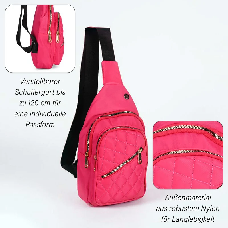 Stepp-Slingtasche mit RFID-Schutz und Kopfhöreröffnung, Größe: 17x7,5x30cm, Schwarz