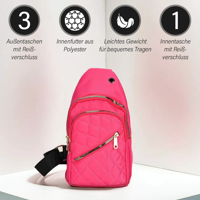 Stepp-Slingtasche mit RFID-Schutz und Kopfhöreröffnung, Größe: 17x7,5x30cm, Schwarz