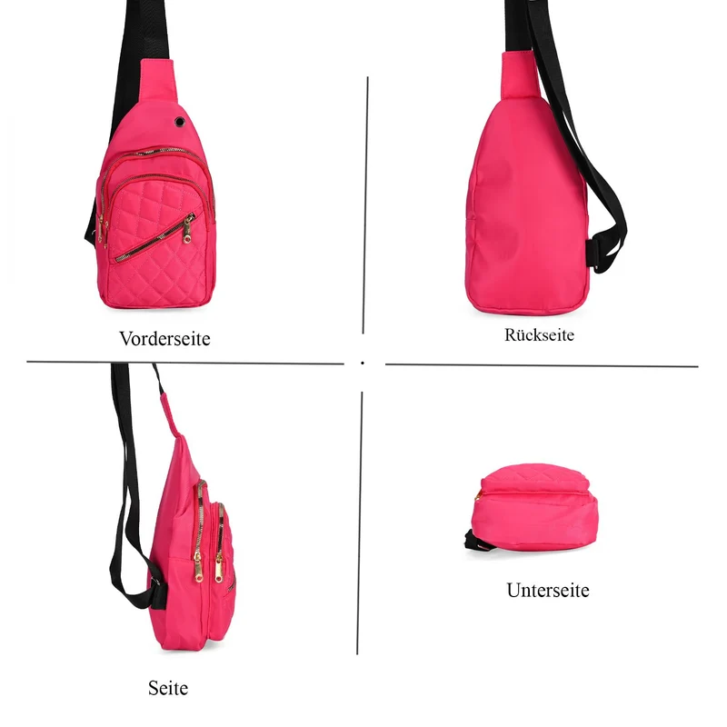 Stepp-Slingtasche mit RFID-Schutz und Kopfhöreröffnung, Größe: 17x7,5x30cm, Schwarz