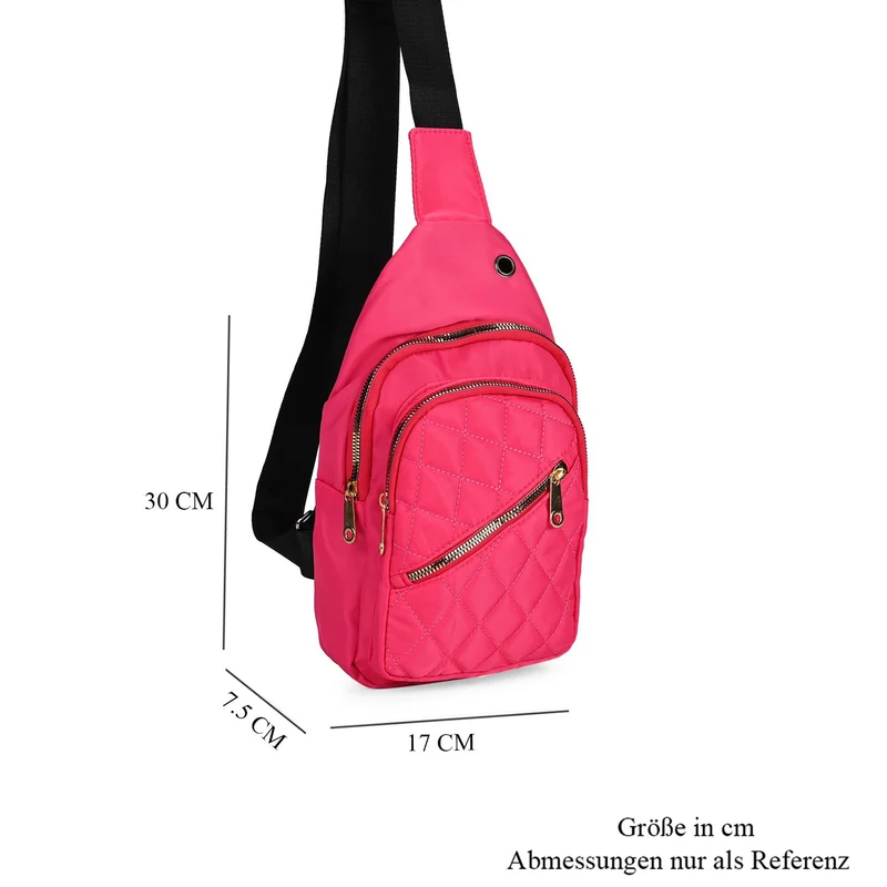 Stepp-Slingtasche mit RFID-Schutz und Kopfhöreröffnung, Größe: 17x7,5x30cm, Schwarz