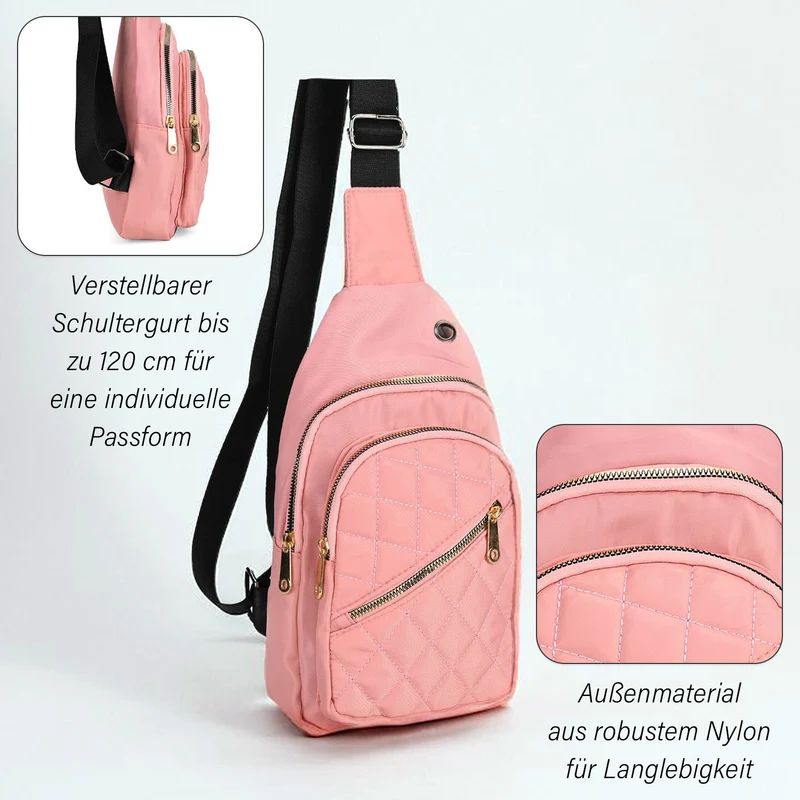 Stepp-Slingtasche mit RFID-Schutz und Kopfhöreröffnung, Größe: 17x7,5x30cm, Schwarz