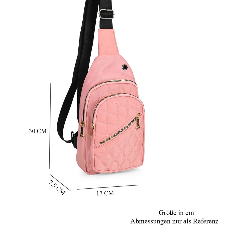 Stepp-Slingtasche mit RFID-Schutz und Kopfhöreröffnung, Größe: 17x7,5x30cm, Schwarz