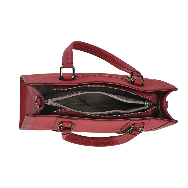 Crossbody-Tasche aus Echtleder mit Zierschnallen, 32x13x21 cm, Braun