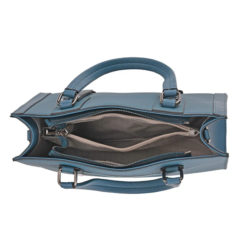 Crossbody-Tasche aus Echtleder mit Zierschnallen, 32x13x21 cm, Braun