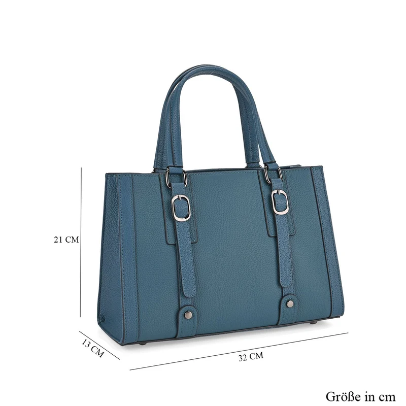Crossbody-Tasche aus Echtleder mit Zierschnallen, 32x13x21 cm, Braun