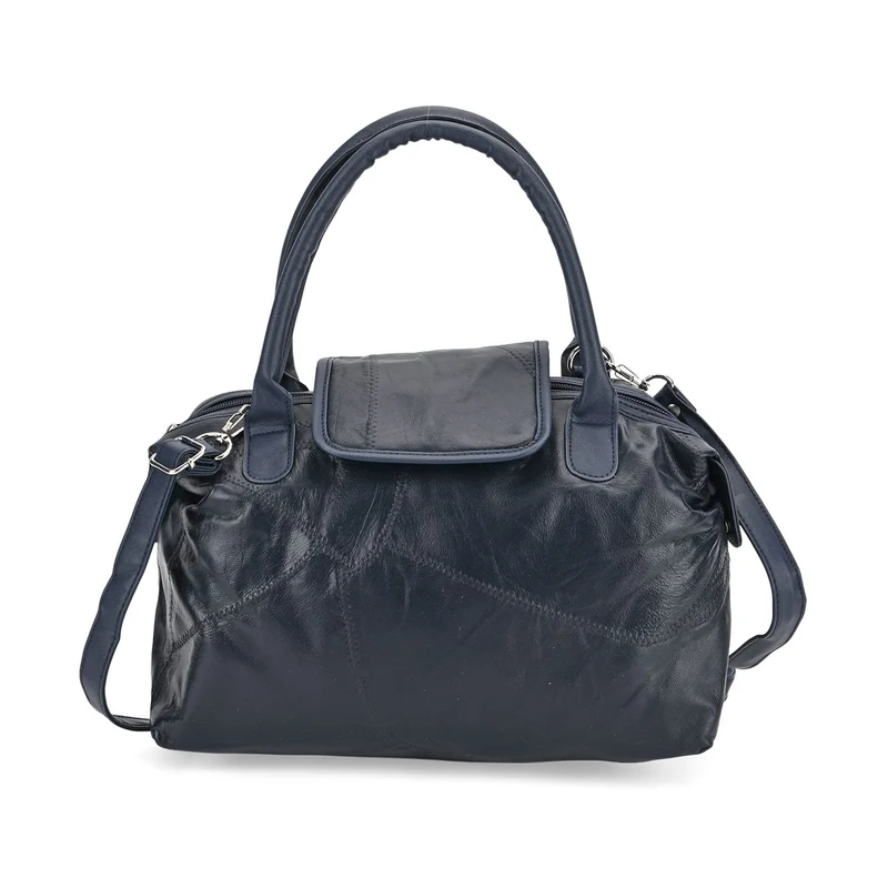 Patchwork-Reisetasche aus weichem Schafleder, mit Tragegriffen und abnehmbarem Schulterriemen, 29x15x21 cm, Burgund